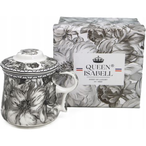 Taza de porcelana con infusor de 350 ml en caja, colección Rosa Gris. (1/5)