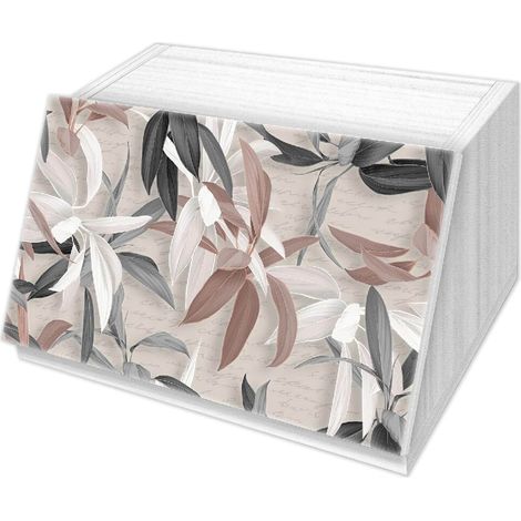 Lupia Portapane Legno Bianco LEAVES MIX, Contenitore Pane 40x20x30 cm (1/4)
