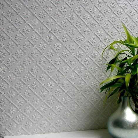 Textured Anaglypta Wallpaper with 3D Surfaces Embossing - Floral Flower Wallpaper Paintable Textured Wallpaper Paper Vinyl Wallpaper White