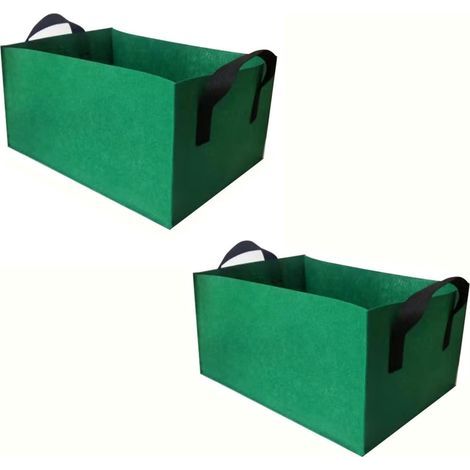 Lot de 2 Sacs de Culture en Tissu Non tissé épais – Pots de Fleurs rectangulaires avec poignées for légumes, Fruits et Fleurs(Green 2,40x30x20cm) (1/4)