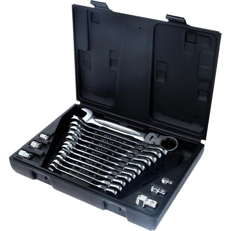 Kstools – Coffret de clés mixtes à cliquet à tête inclinable – 8 pièces – Pour boulons hexagonaux – Acier au chrome vanadium – Verrouillage Gear Plus (1/10)