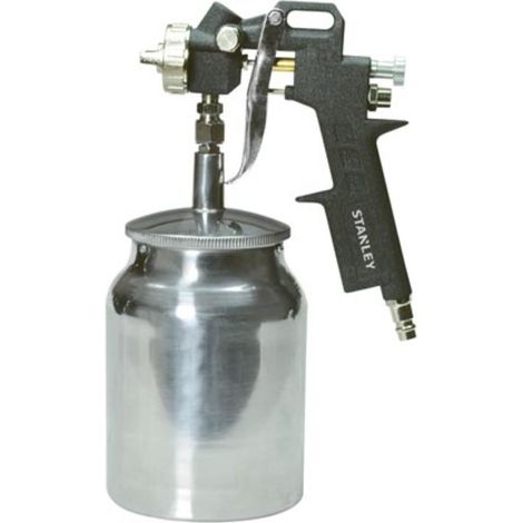 Stanley Professionelle Farbspritzpistole 1,4 mm 1 Liter für Kompressor, 156 l/min 4 bar, 1/4 Zoll Anschluss, Druckluft Lackierpistole für Lack Farbe Beize und Lasur, gleichmäßige Zerstäubung