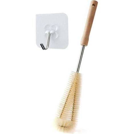 Stück Flaschenbürste mit langem Holzgriff – Reinigungsbürste für Wasserflaschen ohne schwer zugängliche Stellen, auch für Becher und Staubsauger (1/5)