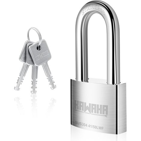 41/50LKD-3SK Cadenas robustes en acier inoxydable sécurité clé usage intérieur/extérieur (50 mm, L - 3 clés en acier inoxydable) (1/5)