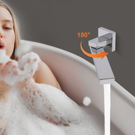 Bec de baignoire 1/2 pouce Robinet de baignoire pivotant à 180° Robinet de baignoire mural en laiton Robinet de baignoire 260 mm Finition chromée