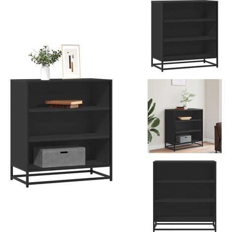 Buffet noir 68x35x76 cm bois d'ingénierie et métal - Buffet - Buffets - Armoire De Rangement - Meuble De Rangement De Cuisine (1/5)