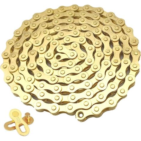 Chaîne de vélo à 10 vitesses, 1/2 x 11/128 pouces 116 maillons, avec connecteur de chaîne à 10 vitesses (doré) (1/5)