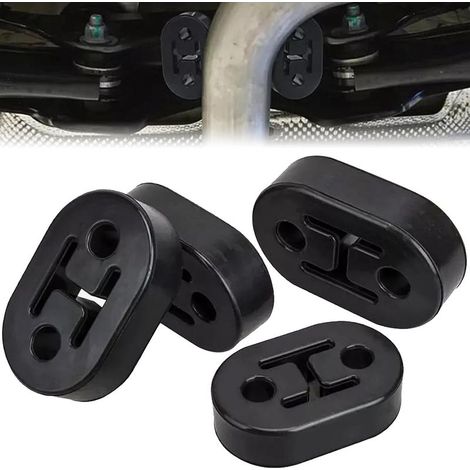 4 Stück schwarze Gummi-Auspuffhalterung, Auspuffbuchse, Auspuffaufhängung, universelle Auto-Auspuffhalterung, 2 x 12 mm Löcher, passend für die meisten Autos (1/5)