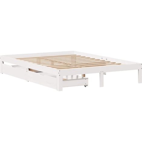 vidaXL Cadre de lit avec tiroirs sans matelas blanc 120x190 cm (1/5)
