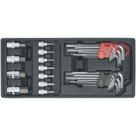 Sealey TBT07 Premier Hex/Ball-End Hex Key & Socket Bit Set with Tool Tray 29pc (1/2)