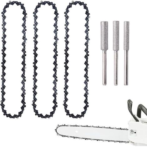 3er-Pack Kettensägenkette, 1,1 mm, rückschlagarm, 3/8" LP, 40 Treibglieder, 10" Schwert, kompatibel mit Makita DUC254Z, Einhell GE-LC 18/25 Li und weiteren Modellen (1/5)