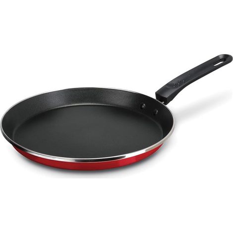 Padella per Crepes antiaderente in acciaio smaltato con manico ergonomico e rivestimento a doppio strato - Diametro 26 cm - Padella adatta per cucine (1/5)