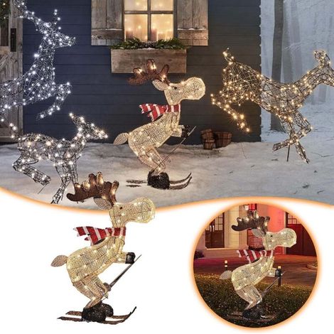 Beleuchtetes Rentier für den Außenbereich – Weihnachtsdekoration mit LED-Lichtern, funkelndes Rentier für Garten, Rasen, Terrasse, Veranda, für den Innen- und Außenbereich
