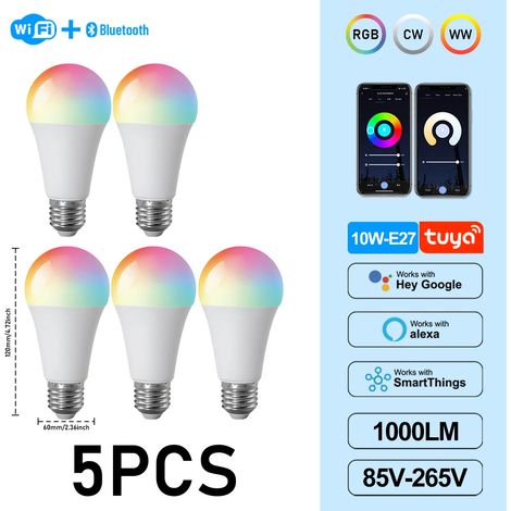 (5 unités, AC85-265V) Douille E27 Graffiti, ampoule LED intelligente WiFi à intensité variable, contrôle par application (1/5)