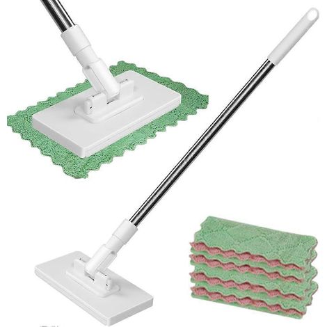 Balai-serpillère plat mains libres multi-usages manche long 101 cm 1 balai + 10 chiffons inclus (1/5)