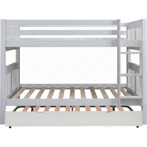 Litera + cama elevable madera blanca 90x190cm