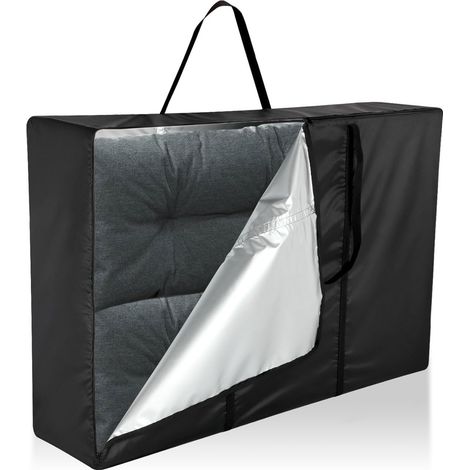 Sac de rangement de jardin imperméable 420D pour coussins de jardin - Coussins d'ameublement avec fermeture éclair et poignées - Grand sac de rangement - Noir (120 x 30 x 80 cm) (1/5)