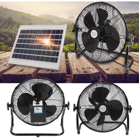 Ventilateur de table portable solaire 10000mAh – 3 vitesses – Silencieux – Autonomie 5-24h – Matériaux ABS et fer pour usage extérieur (1/5)