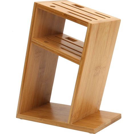 Soporte angular de bambú para cuchillos Estante de almacenamiento ventilado y multifuncional para cuchillos de cocina 20,5 cm (1/5)