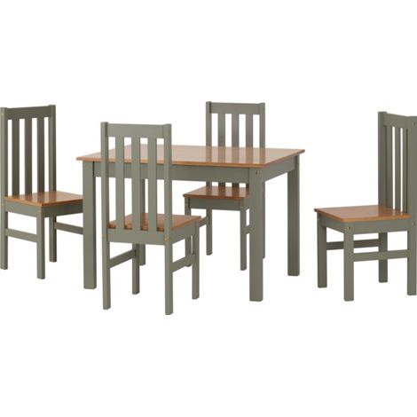 Ludlow 1+4 Dining Set - Pine/MDF - Green/Oak Effect