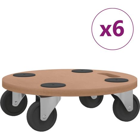 Chariots sur roulettes 6 pcs rond bois d'ingénierie