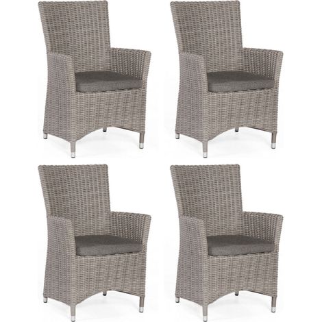 Sonnenpartner 4x Garten-Sessel Ikarus Aluminium/Polyrattan stone-grey Gartenstuhl (1/2)