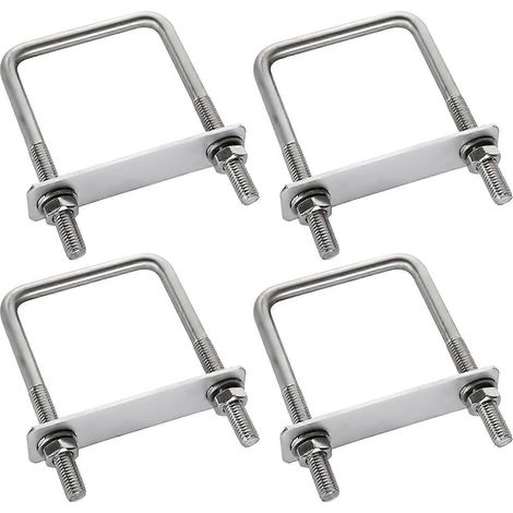 4-teiliges Set Befestigungsclips, U-Bügel-Halterungen, U-Bügel, Dachbox-Halterungen, robuster Rahmen, quadratischer U-Bügel aus Edelstahl, für Abschleppen, Reparaturen, Boote und Autos (1/5)
