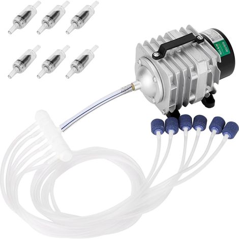 HAILEA ACO318 Compresseur d air Commercial 45W avec collecteur à 6 vannes pour Aquarium bac Poissons Fontaine étang hydroponie Comprend 10m de Tuyau Anti-Retour Pierres