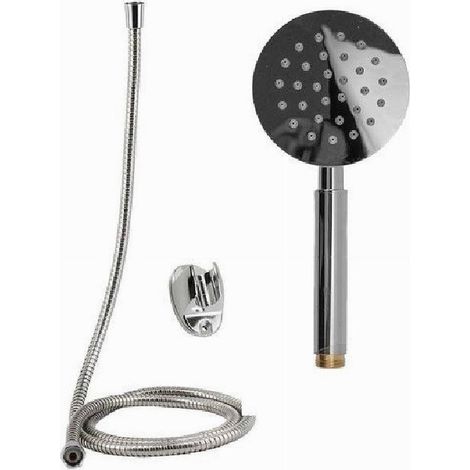 Trade Shop - Teleducha Kit De Ducha Mural Rociador Redondo Con Soporte De 1,8 M 69338 - (1/2)