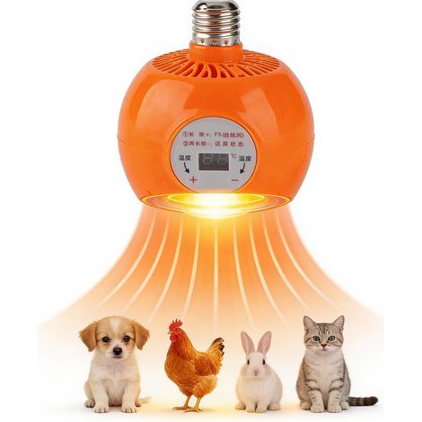 1 Lampe Chauffante Pour Volaille, Thermostat Automatique, Affichage LCD, Fonction Refroidissement, Pour Poulailler Et Animaux