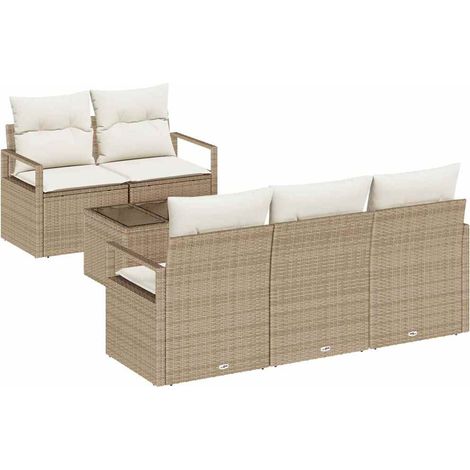 Maison Exclusive - Gartensofa-set mit Kissen 6 pcs Beige und Crem