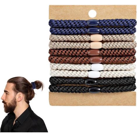 10 gomas para el pelo trenzadas para hombre - Gomas para el pelo rizado adecuadas para cabello grueso