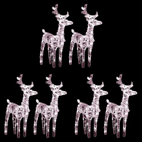 Christmas Reindeers 6 pcs Warm White 240 LEDs Acrylic vidaXL