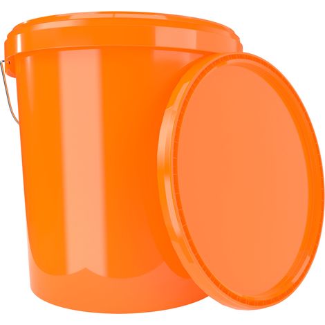 FixedByU seau avec couvercle 16 litres orange - alimentaire, hermétique, stable, recyclable