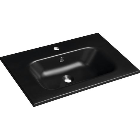 Sapho - Lavabo, 46x71 cm, avec trop-plein, trou pour robinet, noir SD071B (1/4)