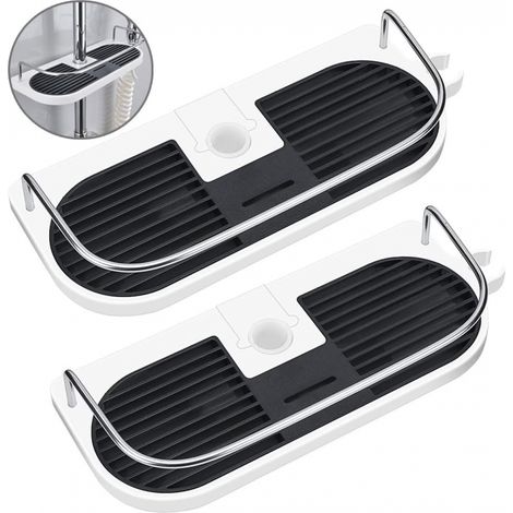 2 Etageres Douche Rail 19-25mm sans Perçage Shampoing (1/5)