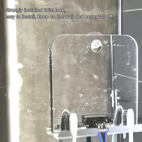 Miroir de douche anti-buée avec raclette pour rasage, salle de bain, baignoire, lot de 2, inox, design mural (1/5)