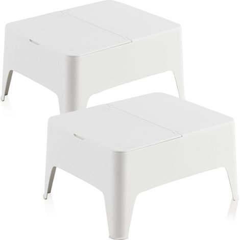 Set de 2 Mesas auxiliares de jardín Alaska, color blanco (1/5)