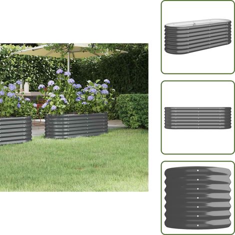 The Living Store Lit surélevé de jardin Acier enduit de poudre Anthracite - Jardinière Surélevée - Bac À Fleurs - Pot De Fleurs Extérieur - Décoration Jardin - Plante Extérieure (1/5)