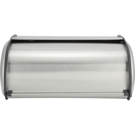 Boîte de rangement cuisine en acier inoxydable brossé avec base plastique pour pain gâteau 34,5x23x14,5 cm (1/5)