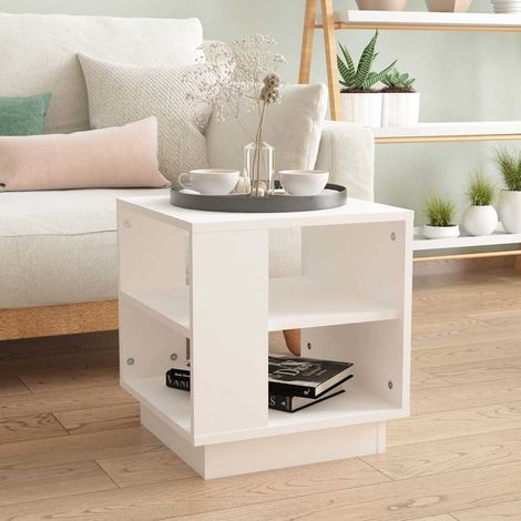 Table basse Table d'appoint pour Salon Chambre - Blanc 40x40x43 cm Bois d'ingénierie BV618596 - BonneVie (1/5)