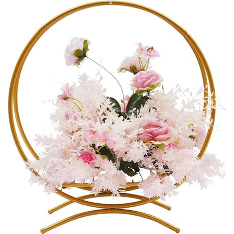 Arche de mariage en métal doré et argenté - Support pour fleurs - 80 cm - Décoration de mariage - Anneau métallique (couleur : doré) - 80 cm (1/5)