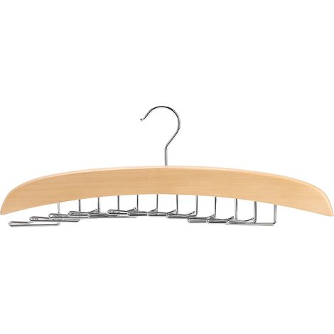 Porte-cravates rotatif en bois 24 crochets, rangement organisateur pour ceintures et cravates, couleur beige (1/5)