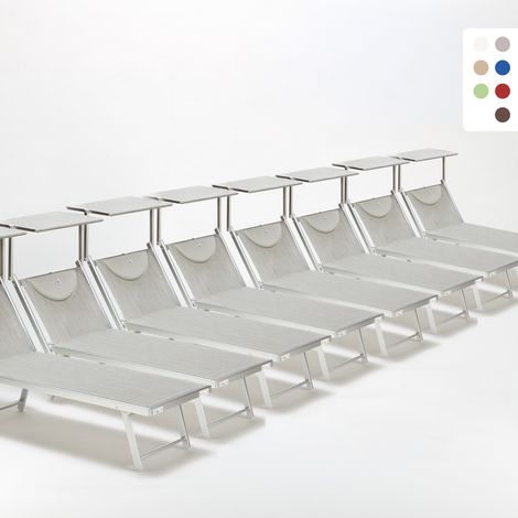 Bain de soleil chaises longue transats Lits de plage piscine aluminium jardin Santorini 20 pcs | Gris (1/5)