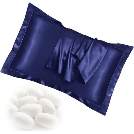 Lot de 2 Taie d'oreiller en Soie Luxueuse et Hypoallergénique, Confort Supérieur pour Peau et Cheveux,48x74cm,Taies Oreiller Soie (1/5)
