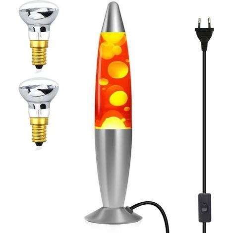 Lampe à lave fusée rétro Magma 35 cm - rouge - 2 ampoules R39 25W incluses (1/5)