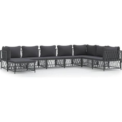 Maison Exclusive - Set Salotto da Giardino 8 pz con Cuscini Antracite in Acciaio (1/5)