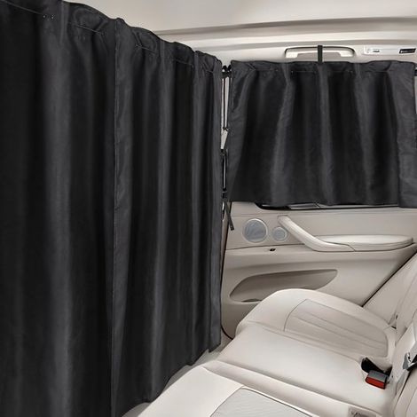 Juego de cortinas para coche de 3 piezas: 1 cortina divisoria + 2 cortinas para la ventana trasera (70x80 y 85x65 cm) (1/5)