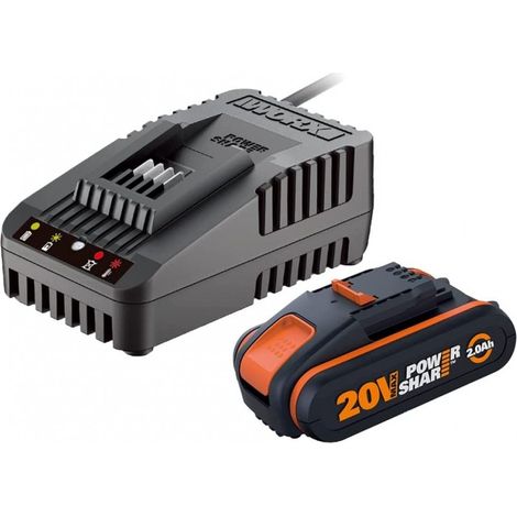 set caricabatteria e batteria worx "wa3601" 20v 2.0ah 20v (1/9)