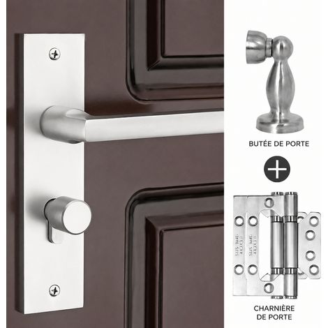 Serrure à poignée en aluminium blanc sable avec arrêt de porte et deux paumelles réf 3154 1,3 kg – Livraison gratuite